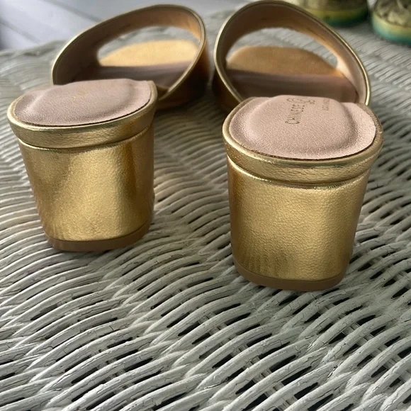 New Chinese Laundry Lana Gold Block Heel Sandals Slides size 7.5 - Picture 7 of 12